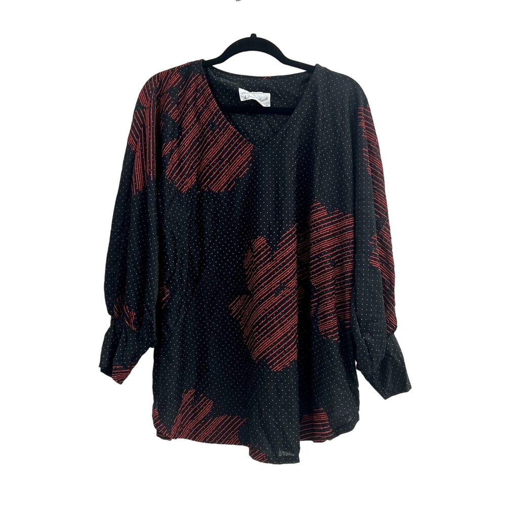 A PERSONAL TOUCH WOMEN'S BLOUSE Long Sleeve Black& Red